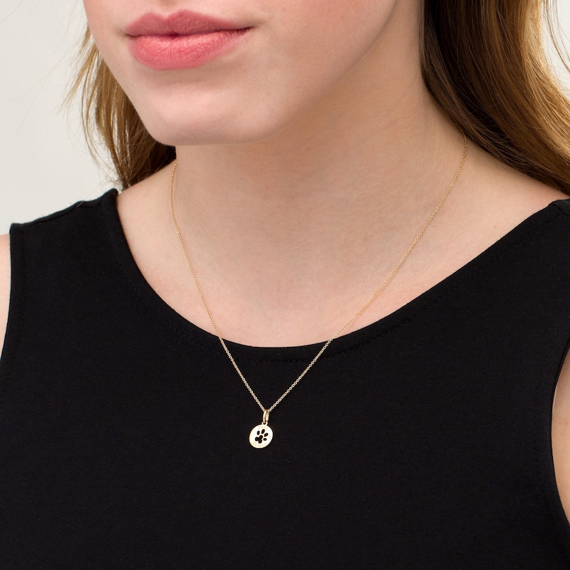 Main Image 2 of Diamond Accent "Best Friend" Cutout Dog Paw Disc Pendant in 10K Gold