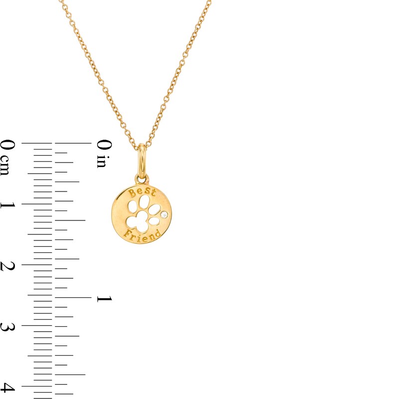 Main Image 3 of Diamond Accent "Best Friend" Cutout Dog Paw Disc Pendant in 10K Gold