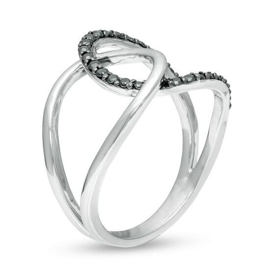 1/4 CT. T.w. Black Diamond Interlocking Loops Ring in Sterling Silver