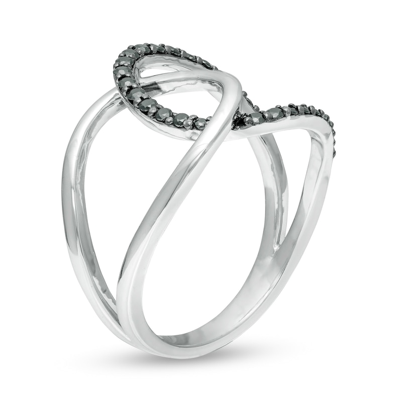 Main Image 3 of 1/4 CT. T.W. Black Diamond Interlocking Loops Ring in Sterling Silver
