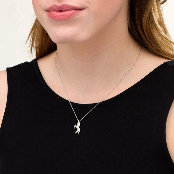 1/8 CT. T.w. Diamond Prancing Unicorn Pendant in Sterling Silver