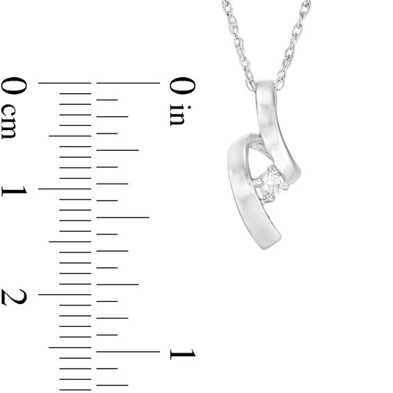 1/20 CT. Diamond Solitaire Ribbon Pendant in 14K White Gold