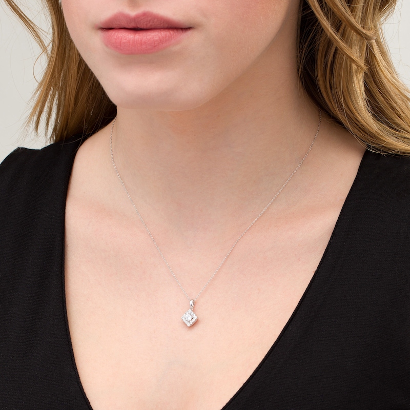 Main Image 2 of 1/2 CT. T.W. Diamond Tilted Square Frame Pendant in 10K White Gold