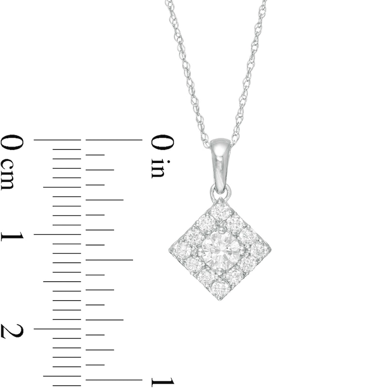 Main Image 3 of 1/2 CT. T.W. Diamond Tilted Square Frame Pendant in 10K White Gold