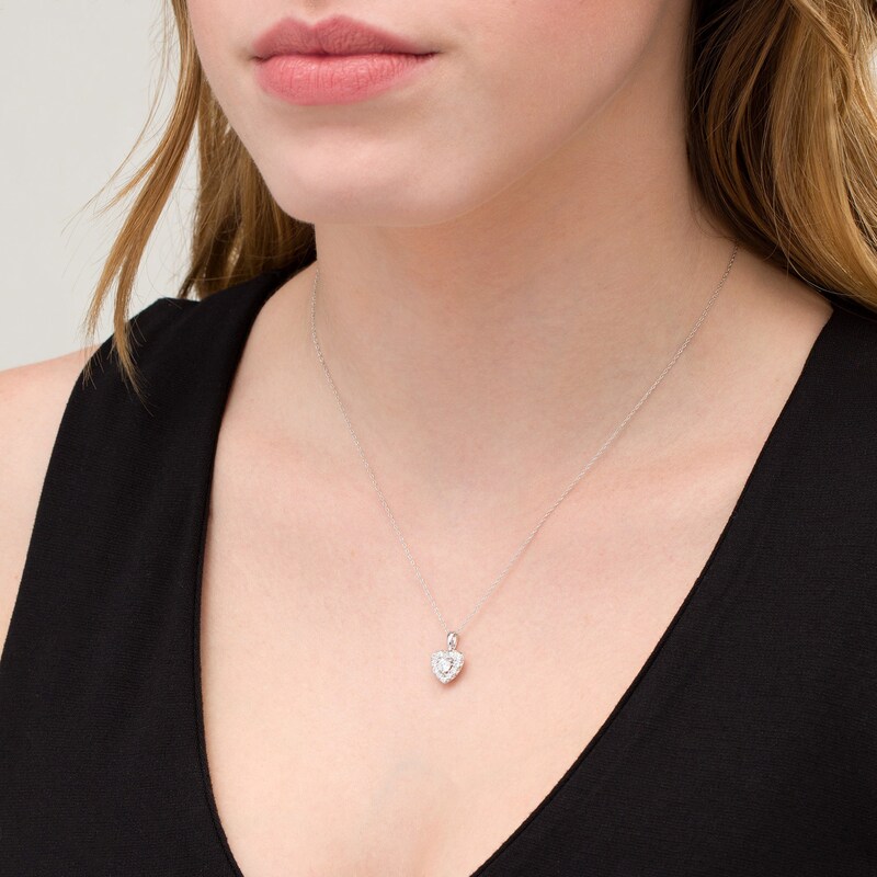 Main Image 2 of 1/2 CT. T.W. Diamond Heart Frame Pendant in 10K White Gold