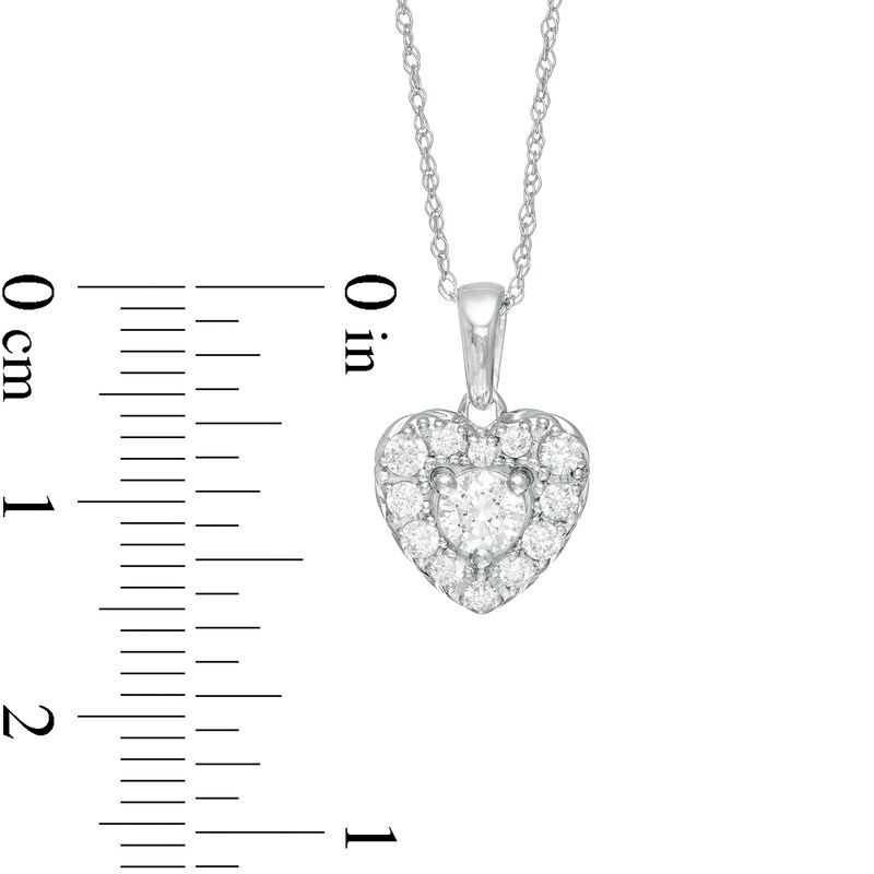 Main Image 3 of 1/2 CT. T.W. Diamond Heart Frame Pendant in 10K White Gold