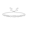 Thumbnail Image 1 of 3/8 CT. T.W. Composite Diamond Three Stone and Marquise Bolo Bracelet in 10K White Gold - 10.9"
