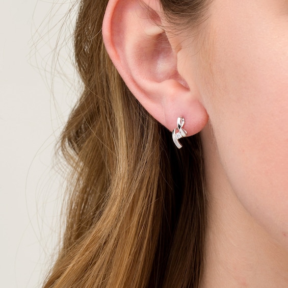 1/20 CT. T.w. Diamond Solitaire Ribbon Drop Earrings in 14K White Gold