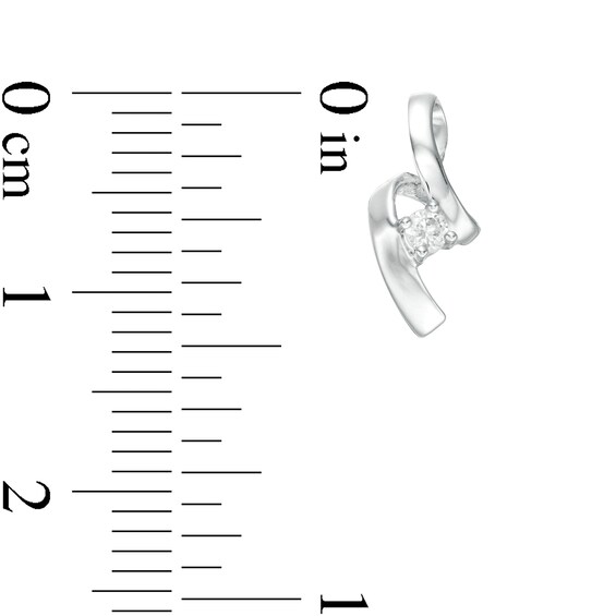 1/20 CT. T.w. Diamond Solitaire Ribbon Drop Earrings in 14K White Gold