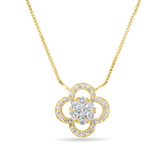 1/3 CT. T.W. Diamond Clover Frame Necklace in 10K Gold 1/3 CT. T.W. Diamond Clover Frame Necklace in 10K Gold