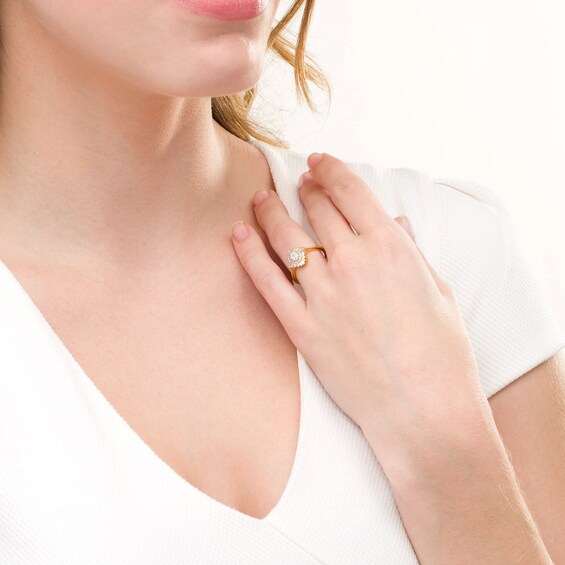 1/2 CT. T.w. Composite Diamond Double Starburst Frame Engagement Ring in 10K Gold