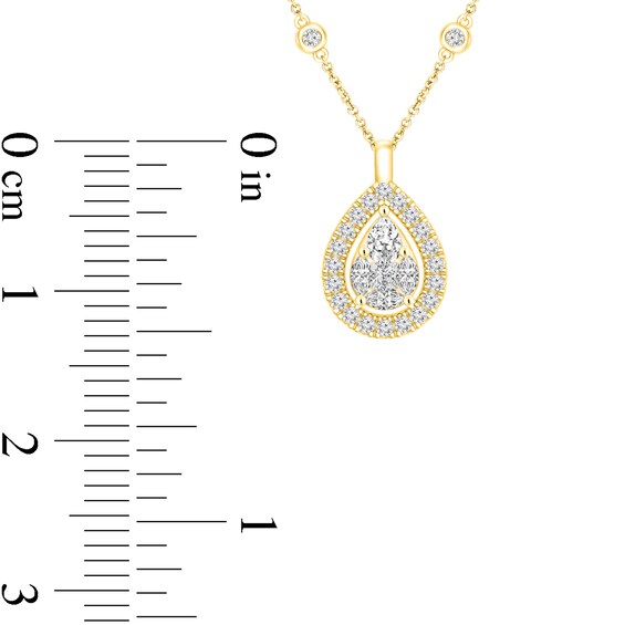 1/3 CT. T.W. Composite Diamond Teardrop Frame Station Necklace in 10K Gold 1/3 CT. T.W. Composite Diamond Teardrop Frame Station Necklace in 10K Gold