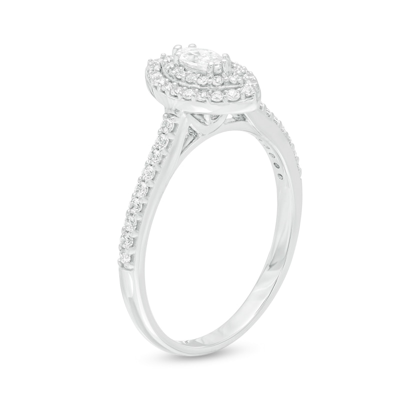 1/2 CT. T.W. Marquise Diamond Double Frame Engagement Ring in 10K White Gold