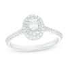Thumbnail Image 1 of 1/2 CT. T.W. Oval Diamond Double Frame Engagement Ring in 10K White Gold