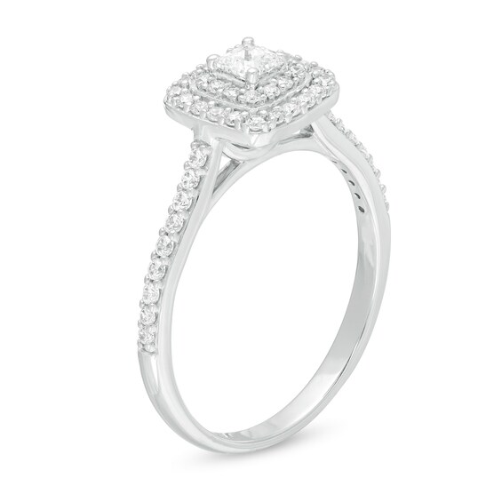 1/2 CT. T.w. Princess-Cut Diamond Double Frame Engagement Ring in 10K White Gold