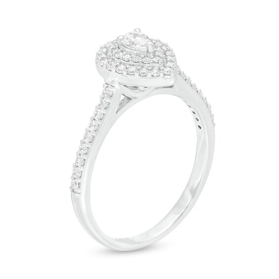 1/2 CT. T.w. Pear-Shaped Diamond Double Frame Engagement Ring in 10K White Gold