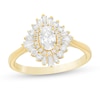 Thumbnail Image 1 of 1 CT. T.W. Oval Diamond Double Starburst Frame Engagement Ring in 14K Gold
