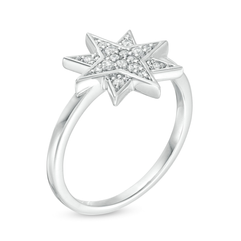 1/8 CT. T.W. Diamond Eight-Point Star Ring in Sterling Silver