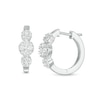 Thumbnail Image 1 of 1/2 CT. T.W. Composite Diamond Three Stone Hoop Earrings in 10K White Gold