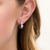 Thumbnail Image 2 of 1/2 CT. T.W. Composite Diamond Three Stone Hoop Earrings in 10K White Gold