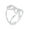 1/4 CT. T.W. Diamond Mirrored Hearts Split Shank Ring in Sterling Silver