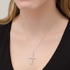 Thumbnail Image 2 of 1/2 CT. T.W. Diamond Helix Cross Pendant in 10K White Gold
