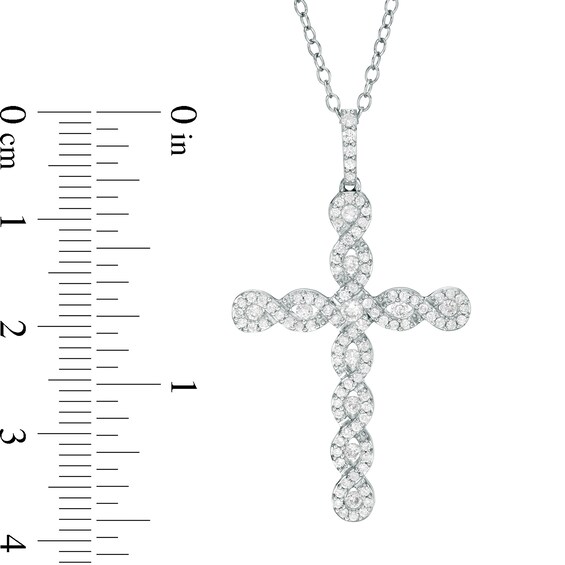 1/2 CT. T.w. Diamond Helix Cross Pendant in 10K White Gold