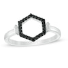 Thumbnail Image 1 of 1/5 CT. T.W. Enhanced Black and White Diamond Hexagon Ring in Sterling Silver