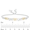 Thumbnail Image 3 of 1/20 CT. T.W. Diamond Infinity and Double Heart Bolo Bracelet in Sterling Silver and 10K Gold - 9.5"