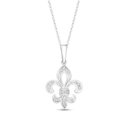 1/10 CT. T.W. Diamond Fleur-de-Lis Pendant in Sterling Silver
