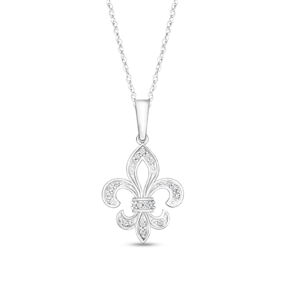 1/10 CT. T.w. Diamond Fleur-de-Lis Pendant in Sterling Silver