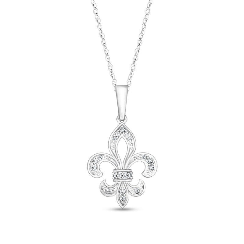 1/10 CT. T.W. Diamond Fleur-de-Lis Pendant in Sterling Silver