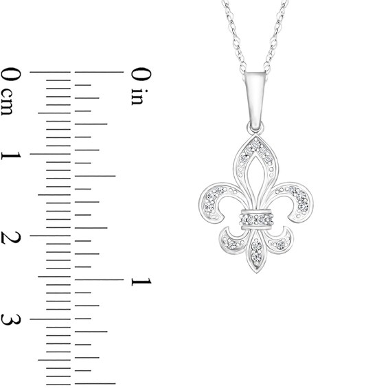 1/10 CT. T.w. Diamond Fleur-de-Lis Pendant in Sterling Silver