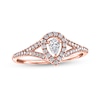 Thumbnail Image 1 of 1/3 CT. T.W. Pear-Shaped Diamond Frame Split Shank Engagement Ring in 10K Rose Gold