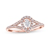 Thumbnail Image 0 of 1/3 CT. T.W. Pear-Shaped Diamond Frame Split Shank Engagement Ring in 10K Rose Gold