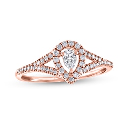 1/3 CT. T.W. Pear-Shaped Diamond Frame Split Shank Engagement Ring in 10K Rose Gold