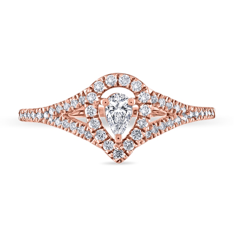 1/3 CT. T.W. Pear-Shaped Diamond Frame Split Shank Engagement Ring in 10K Rose Gold