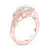 1-3/8 CT. T.W. Diamond Three Stone Frame Engagement Ring in 14K Rose Gold