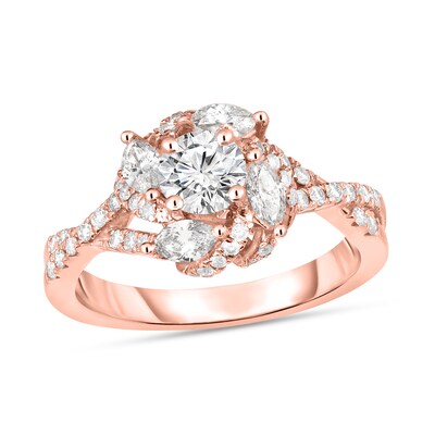 1 CT. T.W. Diamond Frame Twist Shank Vintage-Style Engagement Ring in ...