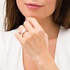 Thumbnail Image 2 of Celebration Ideal 1 CT. T.W. Oval Certified Diamond Frame Three Stone Engagement Ring in 14K White Gold (I/I1)