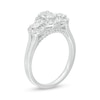Thumbnail Image 3 of Celebration Ideal 1 CT. T.W. Oval Certified Diamond Frame Three Stone Engagement Ring in 14K White Gold (I/I1)