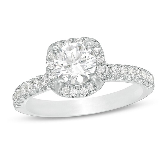 1-3/8 CT. T.w. Diamond Cushion Frame Engagement Ring in 14K White Gold