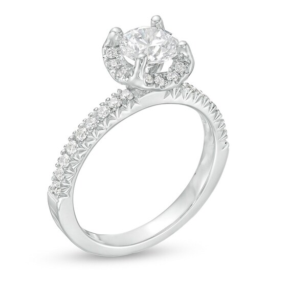 1-3/8 CT. T.w. Diamond Cushion Frame Engagement Ring in 14K White Gold