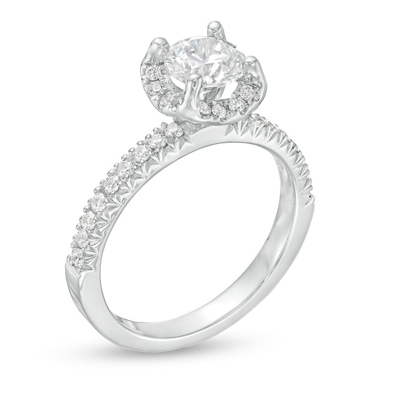 Main Image 3 of 1-3/8 CT. T.W. Diamond Cushion Frame Engagement Ring in 14K White Gold