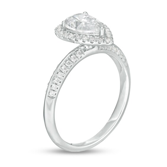 1-1/3 CT. T.w. Certified Pear-Shaped Diamond Frame Engagement Ring in 14K White Gold (I/Si2)