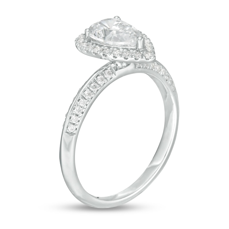 1-1/3 CT. T.W. Certified Pear-Shaped Diamond Frame Engagement Ring in 14K White Gold (I/SI2)