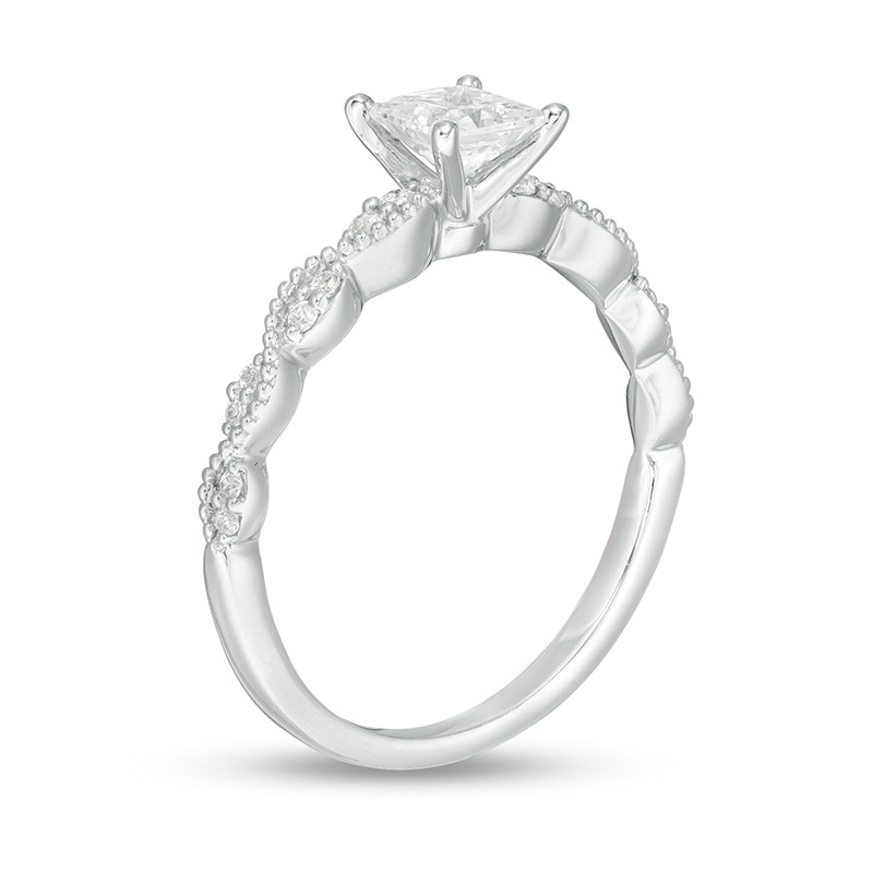 5/8 CT. T.W. Certified Princess-Cut Diamond Engagement Ring in 14K White Gold (I/SI2)