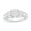 Thumbnail Image 0 of 1/3 CT. T.W. Baguette and Round Composite Diamond Three Stone Ring in 10K White Gold