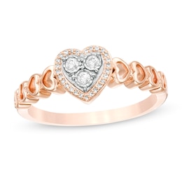 Cherished Promise Collection™ 1/8 CT. T.W. Diamond Heart Frame Promise Ring in 10K Rose Gold