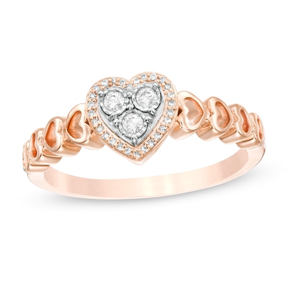 Cherished Promise Collectionâ¢ 1/8 CT. T.w. Diamond Heart Frame Promise Ring in 10K Rose Gold